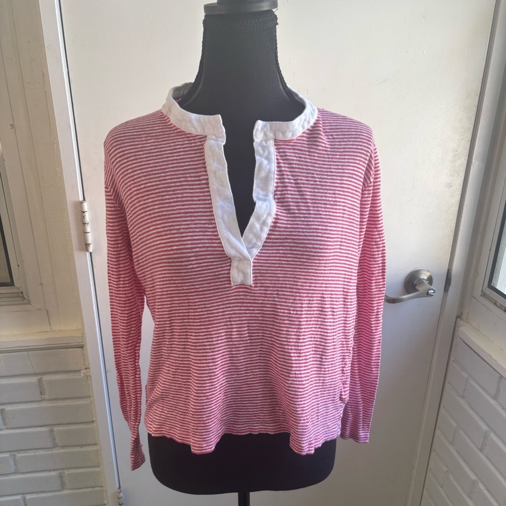 Vineyard Vines 100% Linen Collared medium Shirt cottagecore coastal